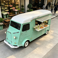 Camion de restauration mobile rétro, direct usine, avec étagère chauffante pour croissants et comptoir de préparation de matcha glacé pour la vente ambulante