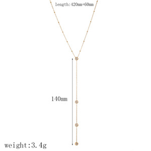 ट्रेंडी राउंड स्टेनलेस स्टील गोल्ड प्लेटेड नेकलेस जीरोमीटर लंबी चेन महिला उपहार के लिए आकर्षक हार - Product Image 4