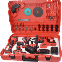 Ensemble de 4 outils électriques sans fil : perceuse à percussion sans balais, marteau perforateur, clé à chocs, meuleuse d'angle, batterie au lithium