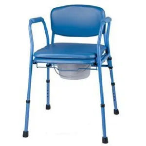 Rehabilitation Therapy Supplies Steel Blue Foldable Commode Chair with Pot