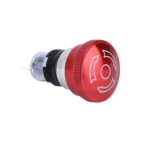 Bouton d'arrêt d'urgence en alliage d'aluminium rouge de 16 mm, tête champignon, IP65, à déclenchement rotatif, type à verrouillage 1NO1NC, interrupteur d'arrêt d'urgence