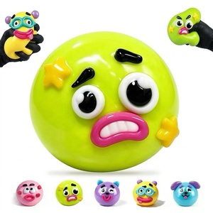 Colorful Funny Face Squishy Stress <b>Balls</b> Soft Bouncy TPR Toys for Kids Unisex Fidget Playthings 2 to 4 Years Age Range - Product Image 4