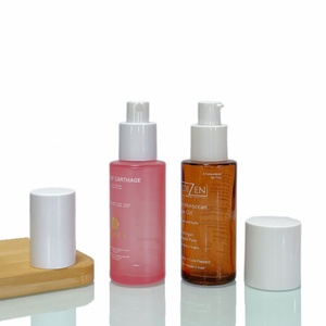 Luxury Round Flat Shoulder Skincare Serum Lotion Bottle 30ml 50ml 100 ml 120 ml Cosmetic Bottle with Lotion Pump - Product Image 4