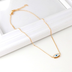 Nuevo Diseño 2022, Collar de Acero Inoxidable Chapado en Oro de 18k con Ojos Azules, Joyería Popular con Sentido del Diseño - Product Image 1