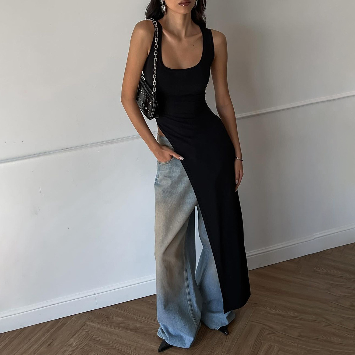 ralph lauren denim halter dress Shauna Denim Halter Midi Dress - Indigo Blue main image 1