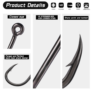 Hameçons de pêche en mer à large ouverture 8136 de haute qualité, en acier nickelé à haute teneur en carbone, pour appâts vivants, carpes, truites, <span class=keywords><strong>Hamecon</strong></span> - Product Image 3