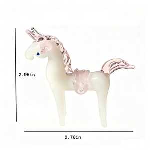 Figura de Caballo de Vidrio Soplado con Crin y Cola Doradas, Estatua de Animal de Cristal Blanco de 2.76x2.95 Pulgadas, Decoración de Escritorio - Product Image 3