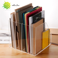 Organizador de libros de plástico, caja de documentos de acrílico transparente de escritorio, carpeta de archivos para documentos de oficina