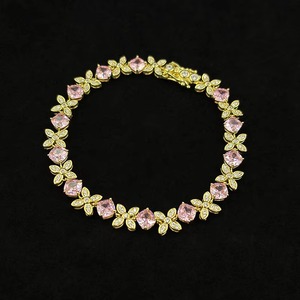 Customized Luxury 925 Silver Cubic Zircon <b>Flower</b> Yellow Zircon Ice Cut <b>Bracelet</b> CZ Women Wedding Jewelry - Product Image 2