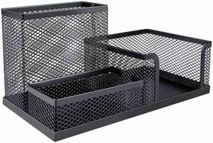 <b>Multi</b> Functional 3 Divided <b>Table</b> Holder <b>Table</b> Office Metal Mesh Desk Organizer 3 Compartments Desktop Accessories - Product Image 2