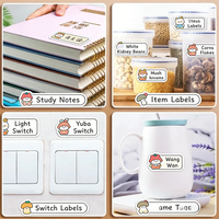 Gueevin 500 Pcs Stiker Label Nama Kartun Lucu Perekat Kuat Dapat Ditulisi, Stiker Kertas Die-Cut untuk Anak Sekolah Rumah Lilin
