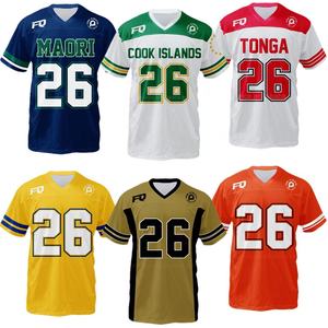FQ Custom Heren Sport V-hals Voetbal T-shirt Gesublimeerd American Football Hip Hop Mesh Boxy Jersey Maori Aborigines Stijl - Product Image 2