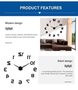 Reloj de Pared Moderno 3D de Acrílico, Autoadhesivo, Silencioso, con Manecillas, Funciona con Batería Recargable, Marca <span class=keywords><strong>YUBI</strong></span>, Decoración Clásica para el Hogar - Product Image 2