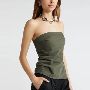 Stylish Women's Strapless Tube Top With Green Color Elegant Blouses & <b>Shirts</b> - Product Image 3