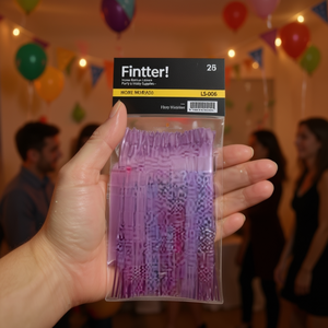 Fintter! Cortinas de Plástico Moradas, Paquete de 25, Decoraciones de Pared para Fiestas de Cumpleaños - Product Image 2