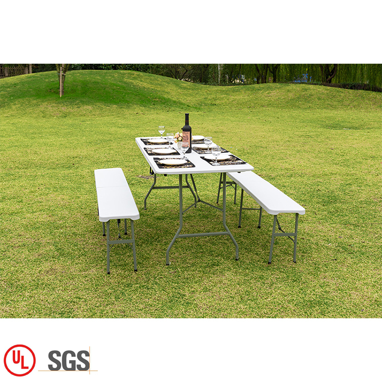 Lightweight Plastic Portable Folding Furniture Bench Outdoor Picnic Dining Table And Chairs Set