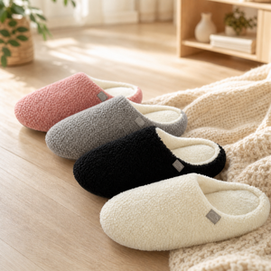 Chaussons d'hiver personnalisés en fourrure chaude, en <span class=keywords><strong>velours</strong></span> Teddy, avec semelle extérieure souple en TPR et mousse à mémoire de forme – Nouveauté 2027, Meilleures ventes - Product Image 1