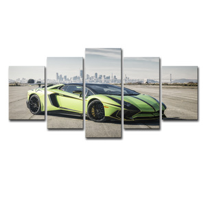 Alta risoluzione 5 pannelli pittura moderna arte della parete <span class=keywords><strong>Poster</strong></span> Sport Super Car Lamborghini poliestere tela stampa con acqua - Product Image 2