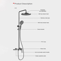 Ensemble de robinetterie de salle de bain en or brossé, colonne de douche avec pomme de douche, ensemble de douche de pluie pour salle de bain