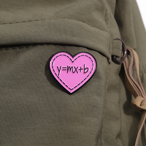 Broche Metálico con Forma de Corazón Rosa, Ecuación de Línea Recta, Pendiente-Intercepto, Matemáticas, Regalo de San Valentín, Joyería - Product Image 3