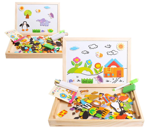 Giocattoli educativi in legno per bambini puzzle magnetici per bambini in legno, giochi di apprendimento a doppia faccia - Product Image 6