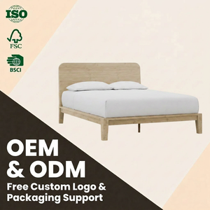 Moderno <span class=keywords><strong>Letto</strong></span> Matrimoniale in Bambù con Struttura Sostenibile in Legno Massello e Testiera - Product Image 1