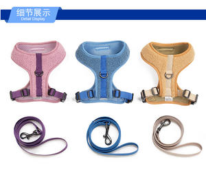 Conjunto de Correa para Perro de Lana Teddy con Logotipo Creativo <span class=keywords><strong>Popular</strong></span>, <span class=keywords><strong>Collar</strong></span> para Mascotas de Diseño Pequeño de Poliéster Suave de Alta Calidad, Simple y Moderno - Product Image 4