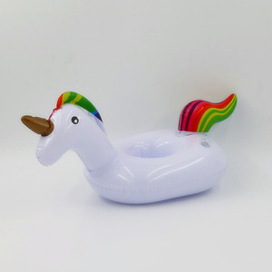 <b>Inflatable</b> Unicorn Cup Holder Earless Rainbow PVC Pool Drink <b>Float</b> For Indoor Outdoor Use - Product Image 2