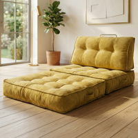 Bequemes Relax-Sofa mit Knopfheftung, Modernes Stoffsofa mit Schwammfüllung, Klappbares Schlafsofa, TV-Lounge-Möbel für Villa und Schule