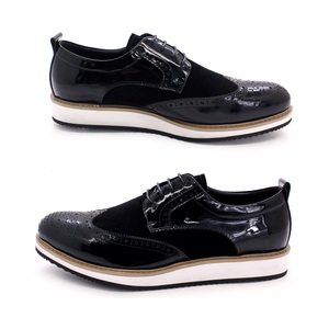 New Arrival British Style Men Casual Shoes Flat White Outsole Lace up <strong>Patent</strong> Oxford Shoes Trendy Sneaker for Men - Product Image 1