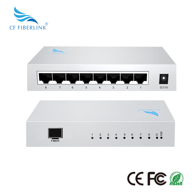 CF FIBERLINK 8-port 10/100/1000M RJ45 SFP Media Converter 1-port Plug Play Industrial External Power Supply LED Screens 18Gbps