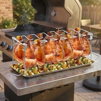 Support de cuisson robuste en acier inoxydable pour cuisses et ailes de poulet, 14 emplacements, pour barbecue, fumoir, four, rôtissoire, cuisine extérieure