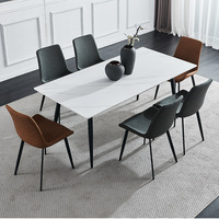 Ensemble de table à manger moderne de luxe 6 places en pierre et béton, mobilier de maison avec style en bois de panneau, fabriqué en Chine