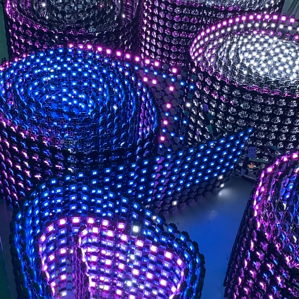 P40 Flexible Led Curtain Net Video Wall Foldable Outdoor Building Background Mesh Display Screen for Advertising
