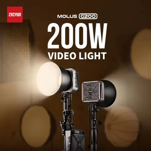 200W COB LED Video Light Switch Control ZHIYUN MOLUS G200/G300 Bi-Color 2700-6500K CRI95 TLCI97 Bowens Mount Portable Aluminium