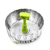 Panier à vapeur de légumes pliant en acier inoxydable chaud, insert extensible pour la cuisson des légumes, du poisson et des fruits de mer