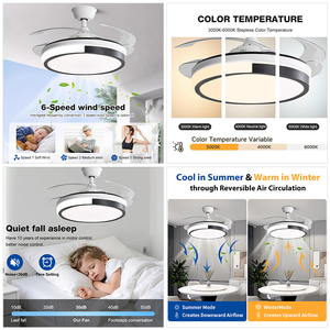 <span class=keywords><strong>Ventilador</strong></span> <span class=keywords><strong>de</strong></span> <span class=keywords><strong>Techo</strong></span> LED Moderno <span class=keywords><strong>de</strong></span> Alta Calidad con Luz, Motor DC Silencioso, Retráctil, 3 Aspas, 42 Pulgadas, Control Remoto, Regulable, para Dormitorio Interior - Product Image 2