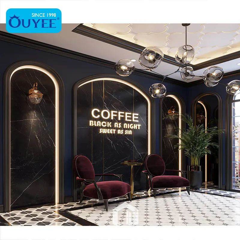 الذهبي طاولة قهوة رخام القهوة الفاخرة الحديثة متجر مكافحة تصميم الأثاث مطعم جدار ديكور مقهى الداخلية