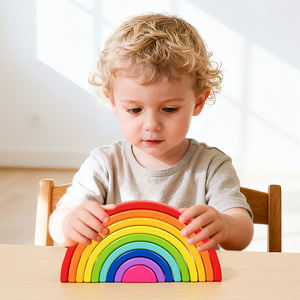 Nuevo Juguete Educativo de Madera, Bloques de Arcoíris Apilables, Entrenamiento de Pensamiento para Niños, Bloques de Construcción Creativos Coloridos DIY - Product Image 5