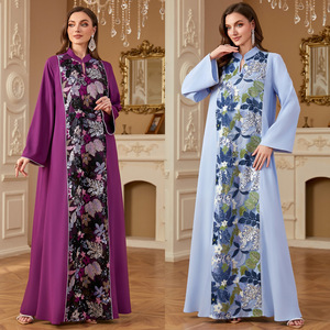 2338 kuwii khiêm tốn EID abaya cho cộng với kích thước phụ nữ Đảng Dubai hồi giáo <span class=keywords><strong>kebaya</strong></span> với v-cổ làm bằng polyester thoáng khí - Product Image 1