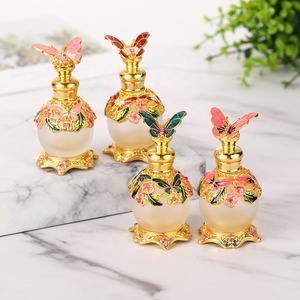 Flacons de parfum papillon brevetés en alliage métallique européen de 15 ml, flacons d'huile essentielle antique en verre, flacon d'attar, sortie d'usine # 70255S - Product Image 1