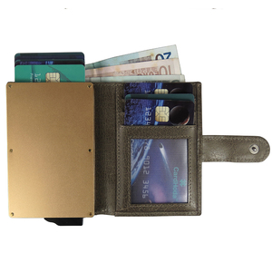 Cartera unisex corta personalizada de 7 pulgadas con cierre abierto, función antirrobo RFID, tarjetero de aluminio, accesorio de PU a la moda, forro de nailon - Product Image 1