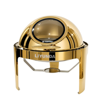 Chauffe-Plat Professionnel LIYUNDA 6L à Couvercle Roulant, Chauffe-Plat à Vapeur en Acier Inoxydable Blanc, Noir, Argent pour Buffet, Traiteur et Fêtes