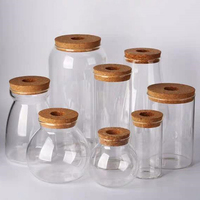 Pot en verre créatif pour la culture hydroponique de plantes aquatiques, pot à fleurs en verre avec couvercle en bois de liège, décoration intérieure