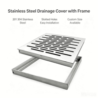 Grille de drainage en acier inoxydable encadrée, anti-corrosion, amovible, pour sols en béton renforcé de routes municipales
