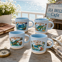 Mug en céramique personnalisé souvenir de ville, fond brut, tasse à café ou à thé pour voyage, vente en gros, mugs en grès OEM ODM