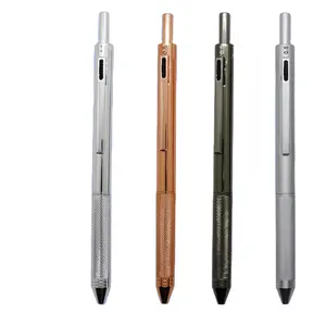 Metal Ballpoint Pen Mechanical Pencil Multifunction Ball Pen Multi-function Metal with Logo Printing Multi-color 4 in 1 4 Color
