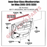 Bande d'Étanchéité en Verre de Bonne Qualité avec Bord en Caoutchouc Intérieur pour Toyota Hilux Vigo SR5 KUN16 KUN26 2 Portes 2004-2015