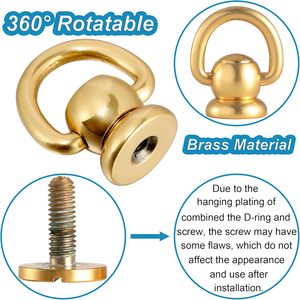 Notgia Pcs D Rings For Purse Brass Rivets For Leather Rotatable Purse Strap Hardware Ball Button <b>Studs</b> For Handbag D Rings Chica - Product Image 3