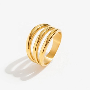 Ba hàng Mới Thép không gỉ nhẫn không thấm nước PVD mạ vàng thép không gỉ Vòng người phụ nữ - Product Image 1